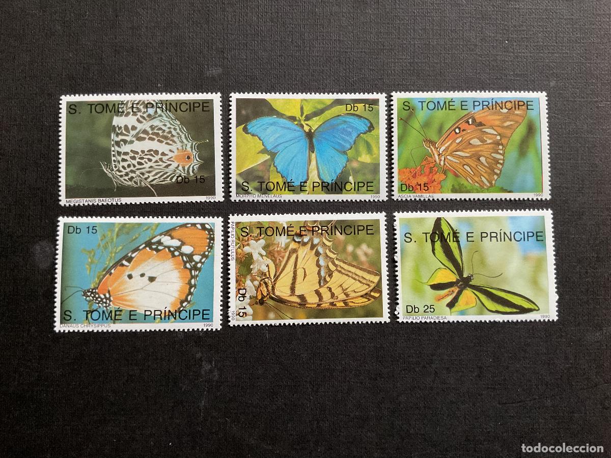 Sellos: SANTO TOME Y PRINCIPE N&ordm; YVERT 980/5*** A&Ntilde;O 1990. MARIPOSAS