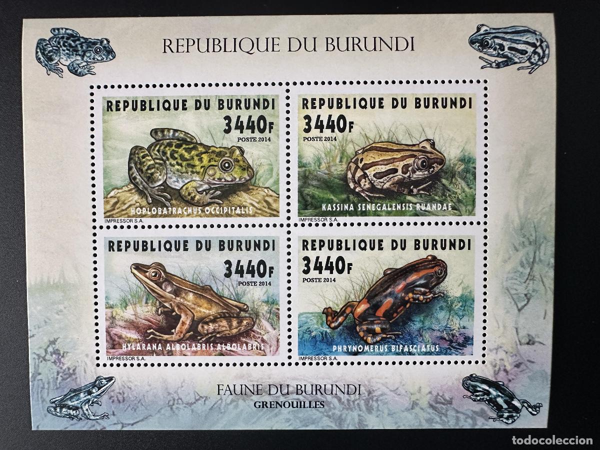 Sellos: Burundi 2014 Mi. 3422 - 3425 Rana Frosch fauna Reptiles