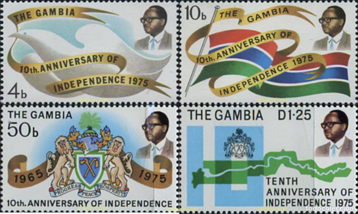 Sellos: 316674 MNH GAMBIA 1975 10 ANIVERSARIO DE LA INDEPENDENCIA