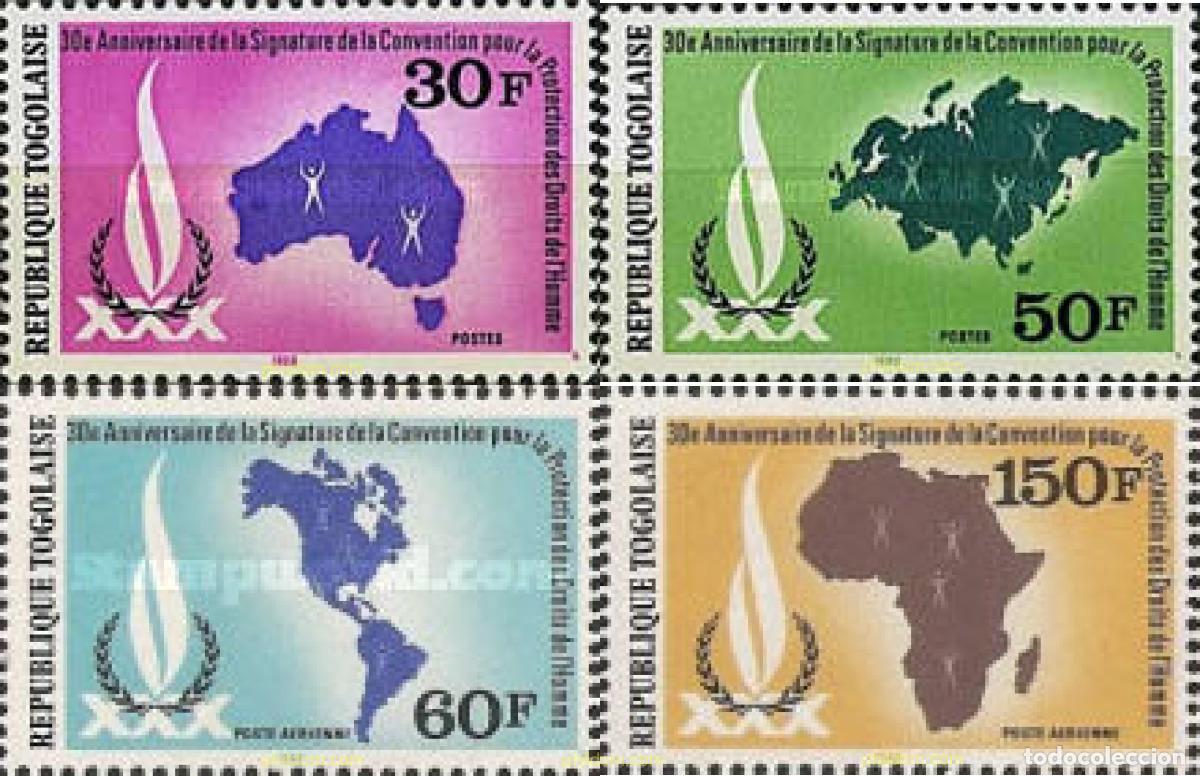 Sellos: 365582 MNH TOGO 1980 30 ANIVERSARIO DE LA FIRMA DE LA CONVENCION PARA LA PROTECCION DE LOS DERECHOS