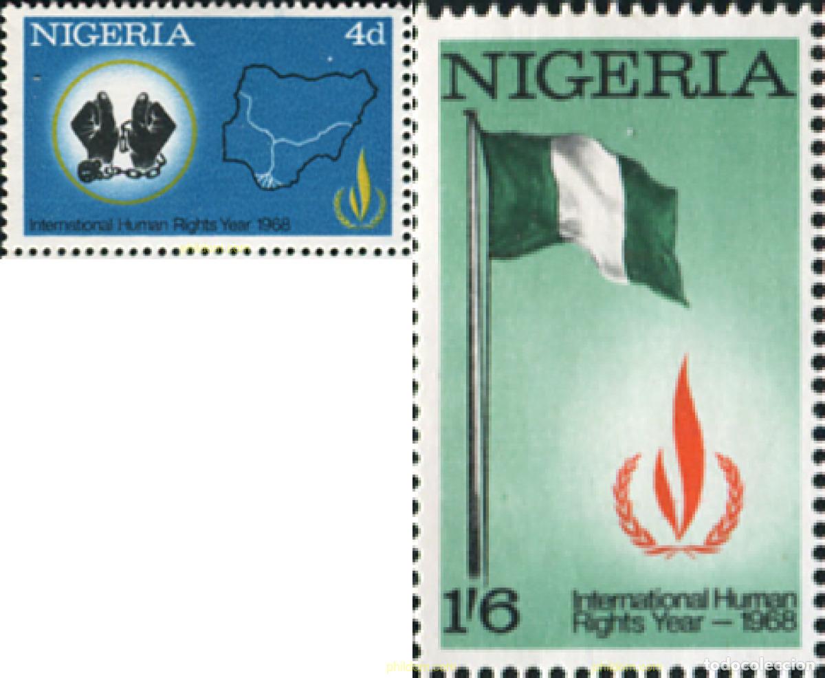 Sellos: 348042 MNH NIGERIA 1968 DIA INTERNACIONAL DE LOS DERECHOS HUMANOS