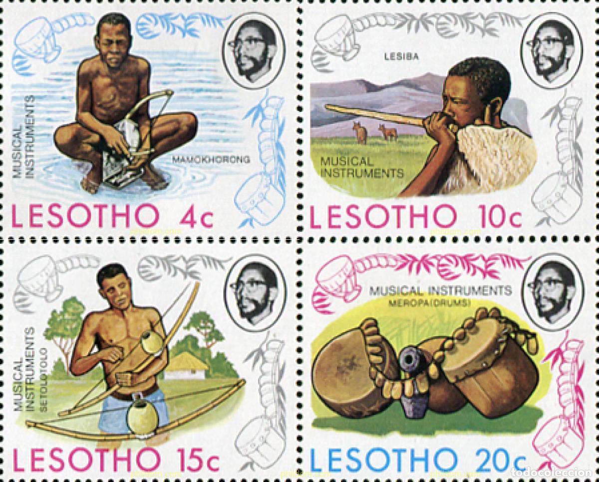 Sellos: 337787 MNH LESOTHO 1975 INSTRUMENTOS MUSICALES TRADICIONALES