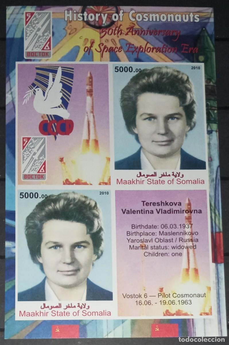 Sellos: SOMALIA 2010 SHEET MNH IMPERF VALENTINA TERESHKOVA ESPACIO SPACE ESPACE ASTRONAUTAS ASTRONAUTS