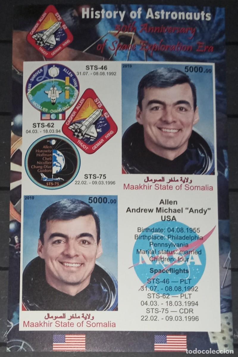 Sellos: SOMALIA 2010 SHEET MNH IMPERF ALLEN ANDREW ANDY ESPACIO SPACE ESPACE ASTRONAUTAS ASTRONAUTS
