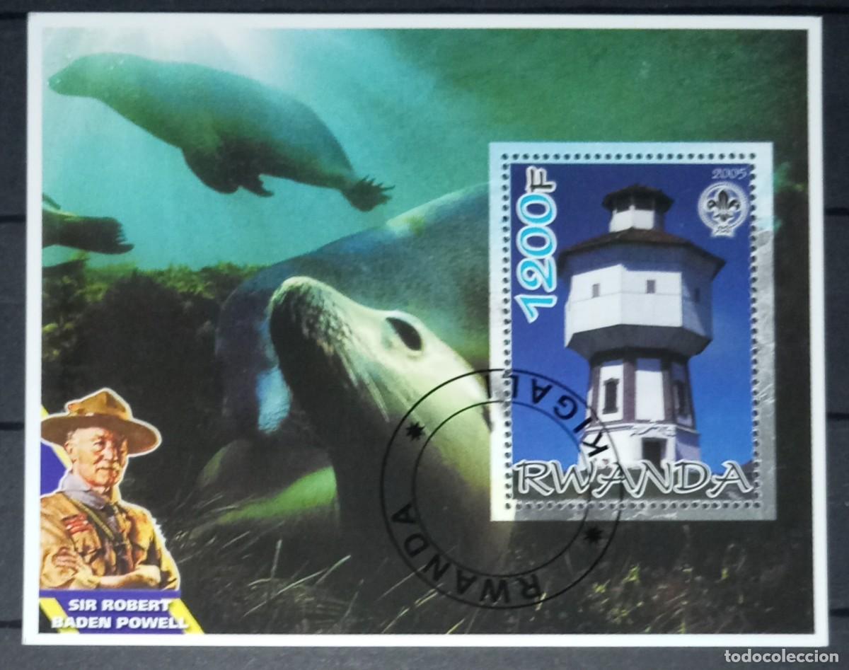 Sellos: RWANDA 2005 SHEET MNH USED BADEN POWELL FAUNA MAMIFEROS FOCAS SEALS PHOQUES FAROS LIGHTHOUSES PHARES