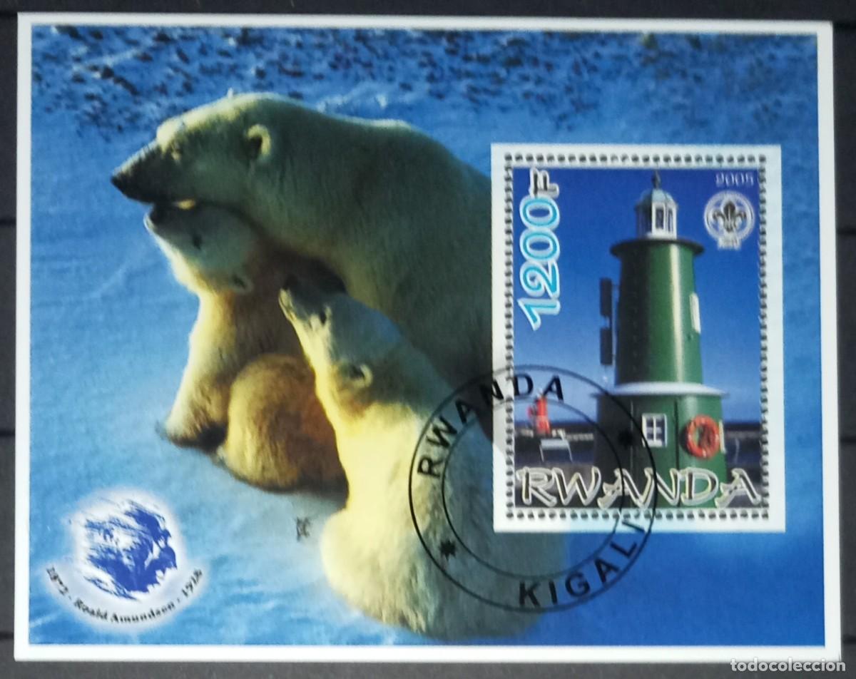 Briefmarken: RWANDA 2005 SHEET USED MNH AMUNDSEN FAUNA WILDLIFE POLAR BEARS OSOS POLARES FAROS LIGHTHOUSES PHARES