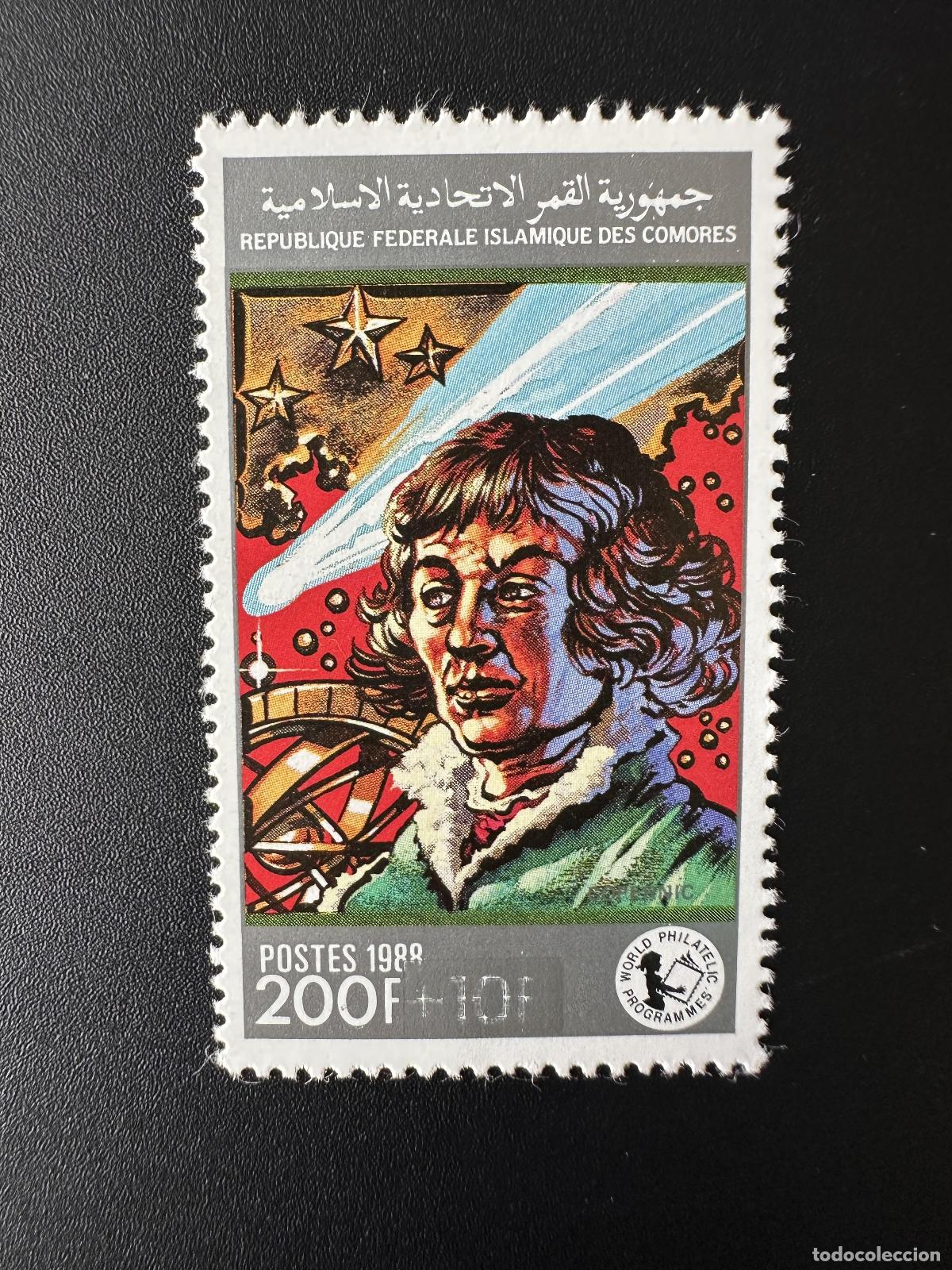 Sellos: Comoras 1996 Mi. 1126 200+10F Cop&eacute;rnico sobrecarg&oacute; el espacio astron&oacute;mico