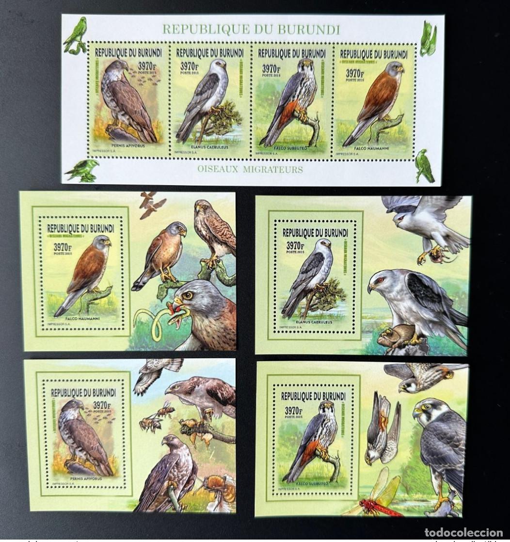 Sellos: Burundi 2015/2016 Mi. AE-AH 3577+Bl. Aves migratorias Rapaces y