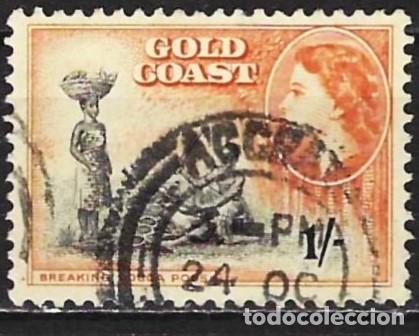 Sellos: Costa del Oro 1954 - Mi 146 - YT 154 - Rompiendo vainas de cacao