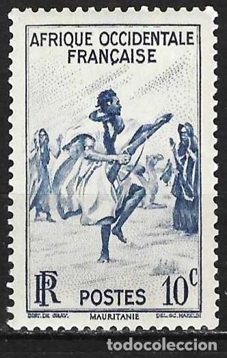 Sellos: &Aacute;frica occidental francesa (AOF) 1947 - Mi 34 - YT 24 - Danza folkl&oacute;rica - MNH**