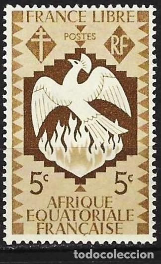 Sellos: &Aacute;frica Ecuatorial francesa (AEF) 1941 - Mi 163 - YT 141 - Phoenix - MNH**