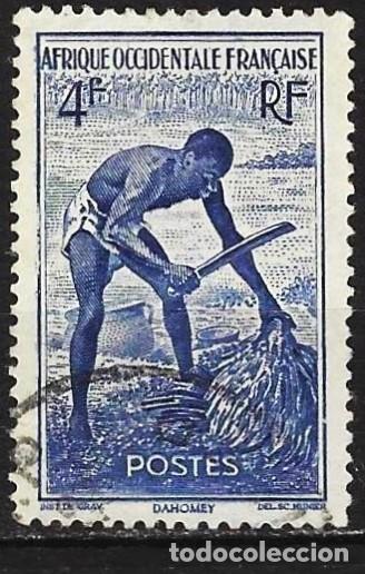 Sellos: &Aacute;frica occidental francesa (AOF) 1947 - Mi 46 - YT 36 - Trabajador en plantaci&oacute;n de palmeras