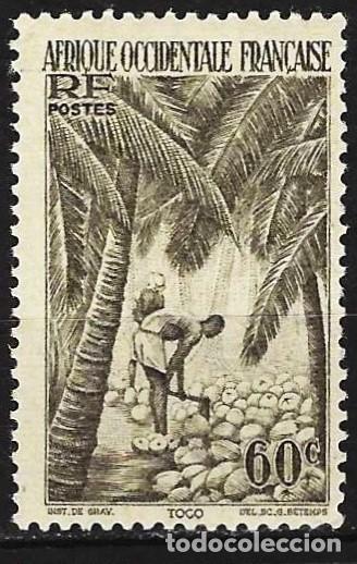 Sellos: &Aacute;frica occidental francesa (AOF) 1948 - Mi 57 - YT 43 - Cosecha de cocos - MNH**
