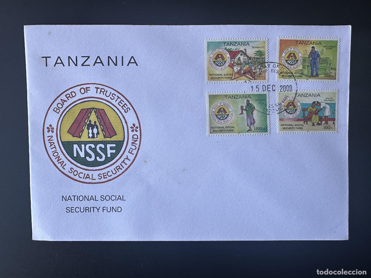 Sellos: Tanzania 2000 Mi. 3994 - 3997 FDC Primer d&iacute;a Fondo Nacional de Seguridad Social NSSF