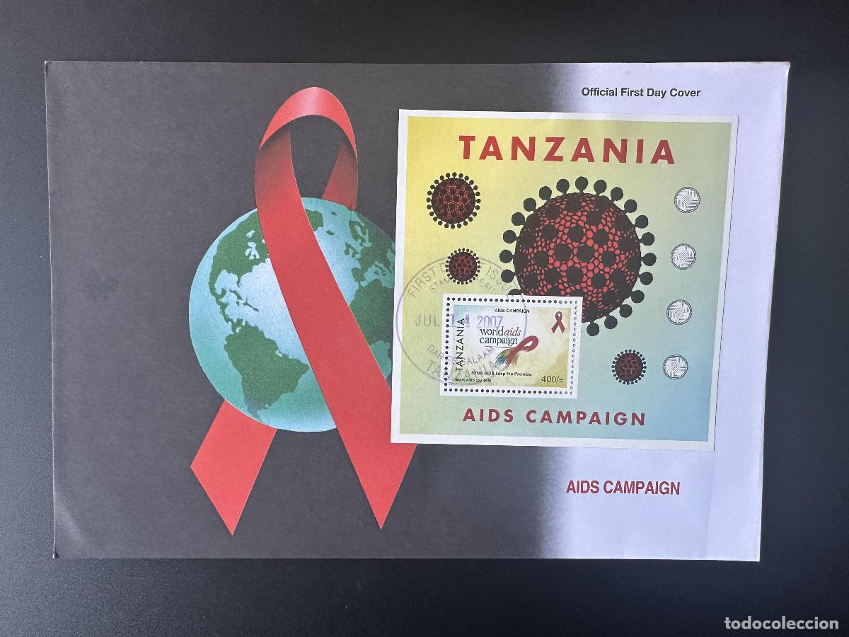 Sellos: Tanzania 2007 Mi. Bl. 607 Primer d&iacute;a de campa&ntilde;a contra el SIDA del FDC