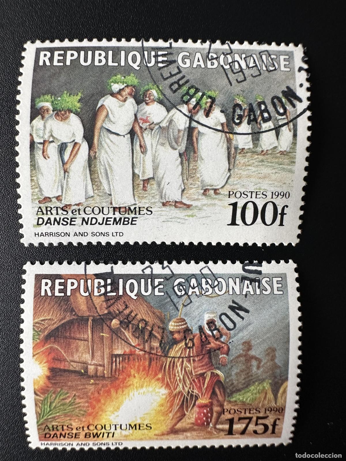 Sellos: Gab&oacute;n 1990 Mi. A-B 1071 cancelado usado Arts Customs Dance Ndjembe Bwiti Dancing