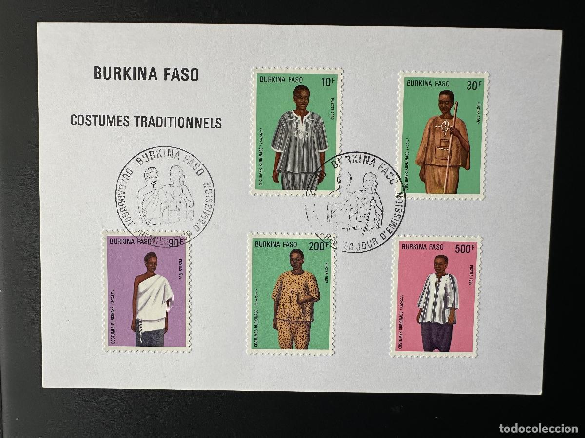 Sellos: Burkina Faso 1987 Mi. 1148 - 1152 FDC Mapa Disfraces del primer d&iacute;a Trachten
