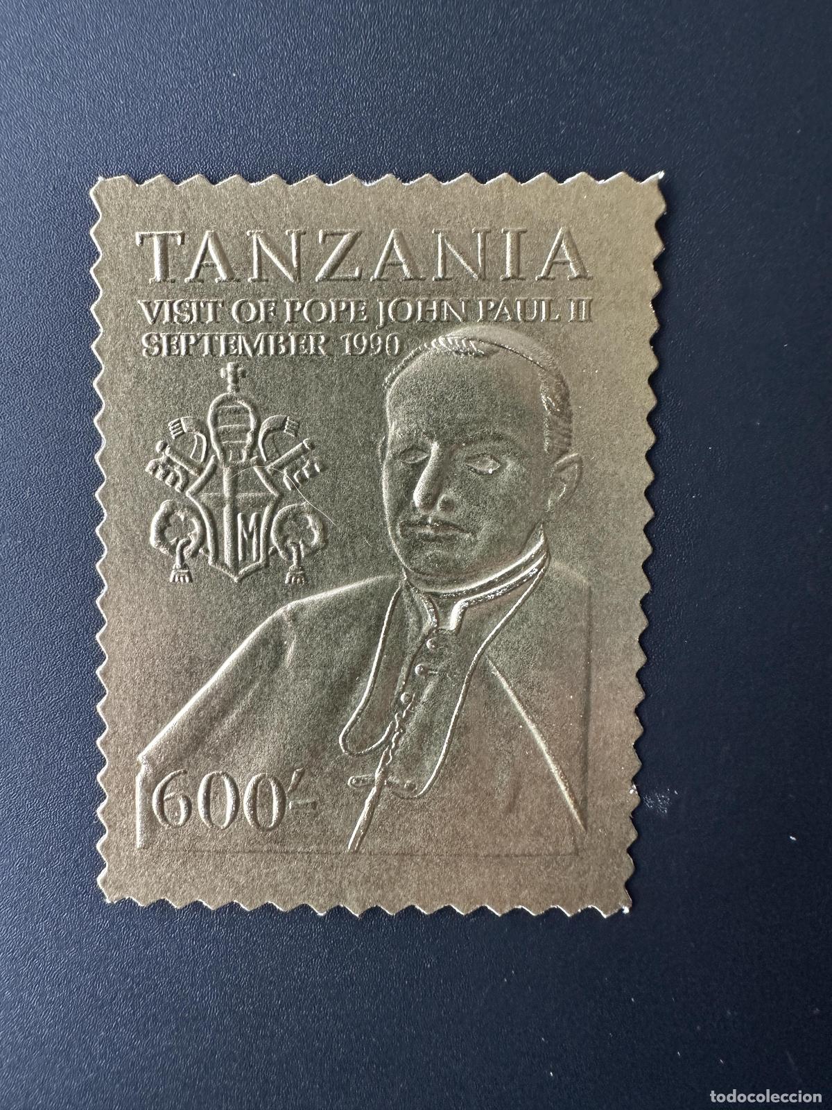 Sellos: Tanzania 1990 Mi.? Oro Papa Juan Pablo II Papst Johannes Visita papal