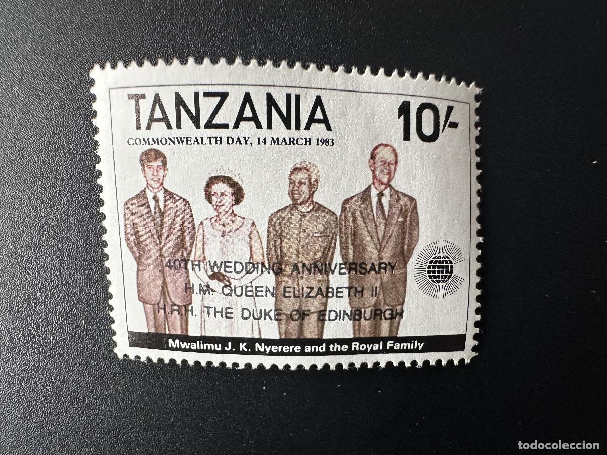 Stamps: Tanzania 1988 Mi. 458 sobrecargado Boda Real Reina Isabel Duque Edimburgo