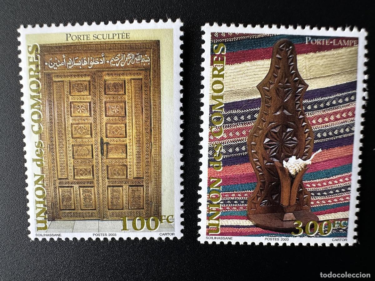 Sellos: Portal&aacute;mparas esculpido Comoras 2003 Mi. 1795 - 1796 Handicraft Handwerk