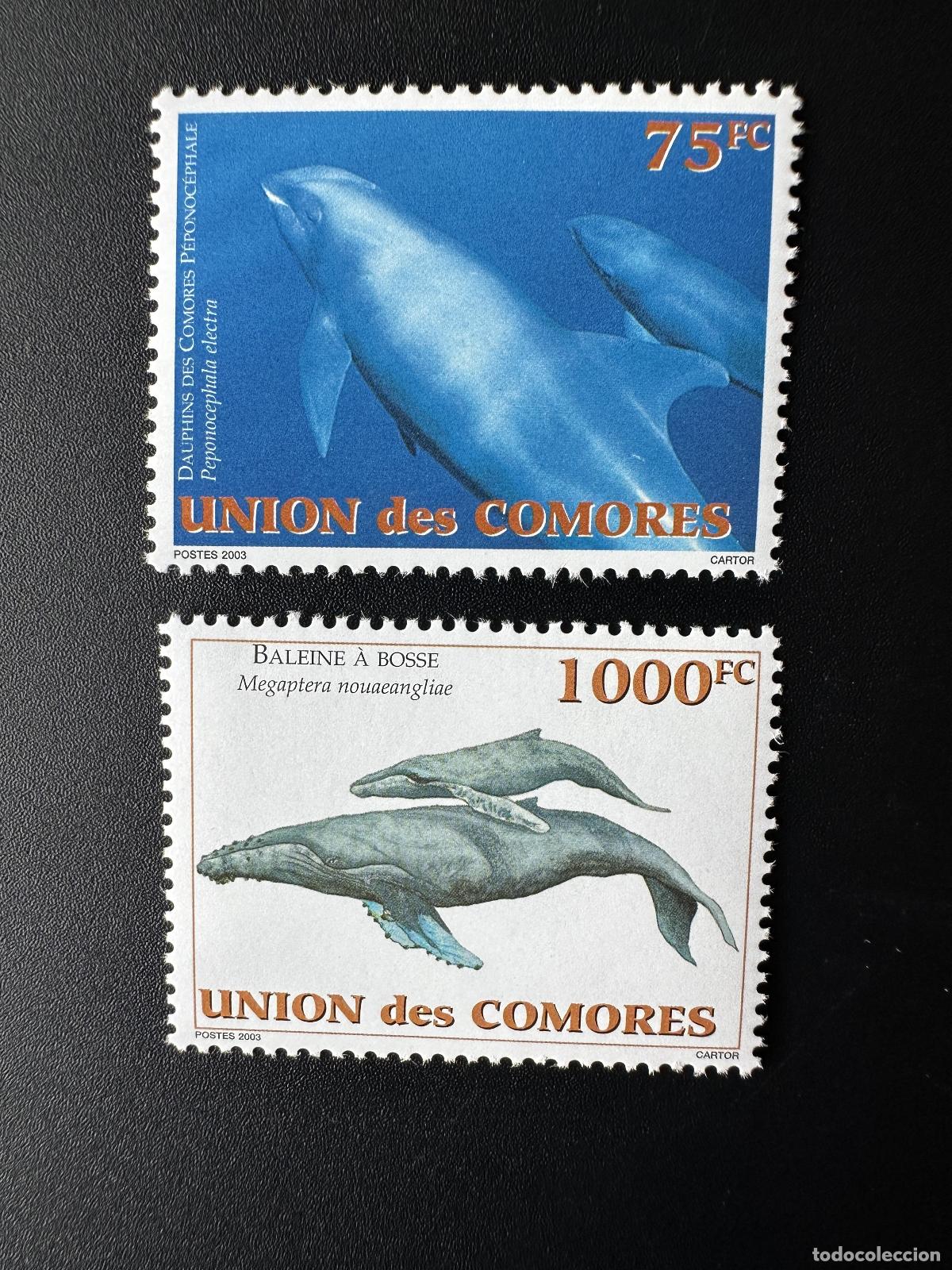 Sellos: Comoras 2003 Mi. 1793 - 1794 Ballena Wal Megaptera delf&iacute;n nouaeangline