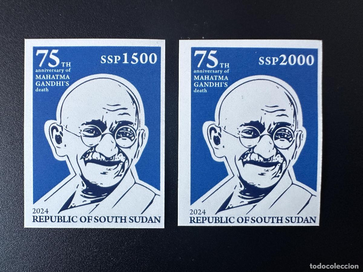 Sellos: Sud&aacute;n del Sur 2024 Mi. 32 - 33 ND Mohandas Mahatma Gandhi India muerte