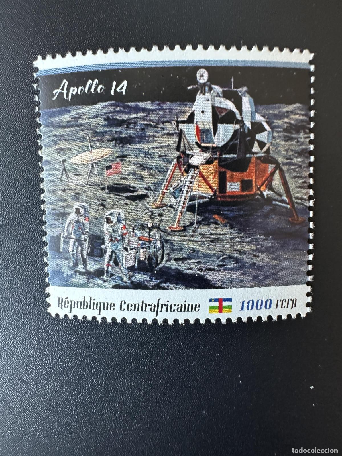 Sellos: Sello espacial Apolo 14 personalizado Mi. 16029 de &Aacute;frica Central 2023
