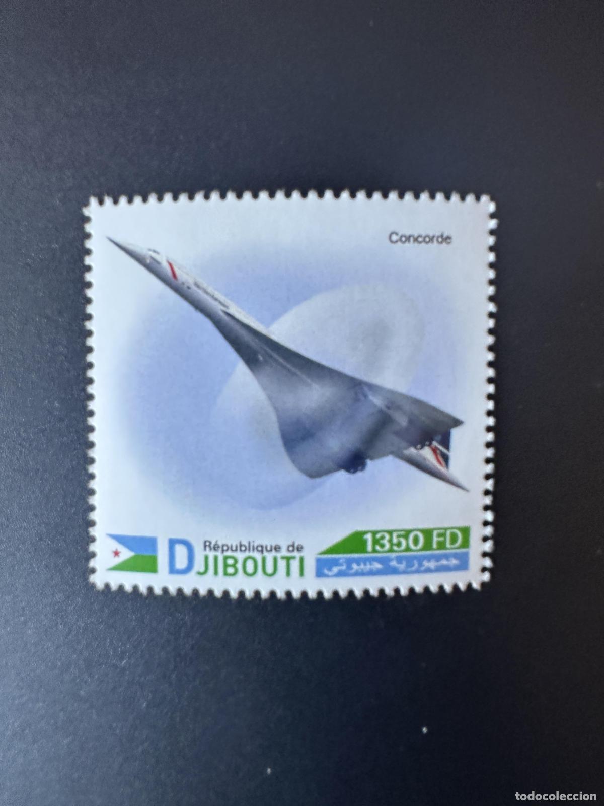 Sellos: Yibuti 2023 Mi.? Sello personalizado Concorde Airplane Flugzeug