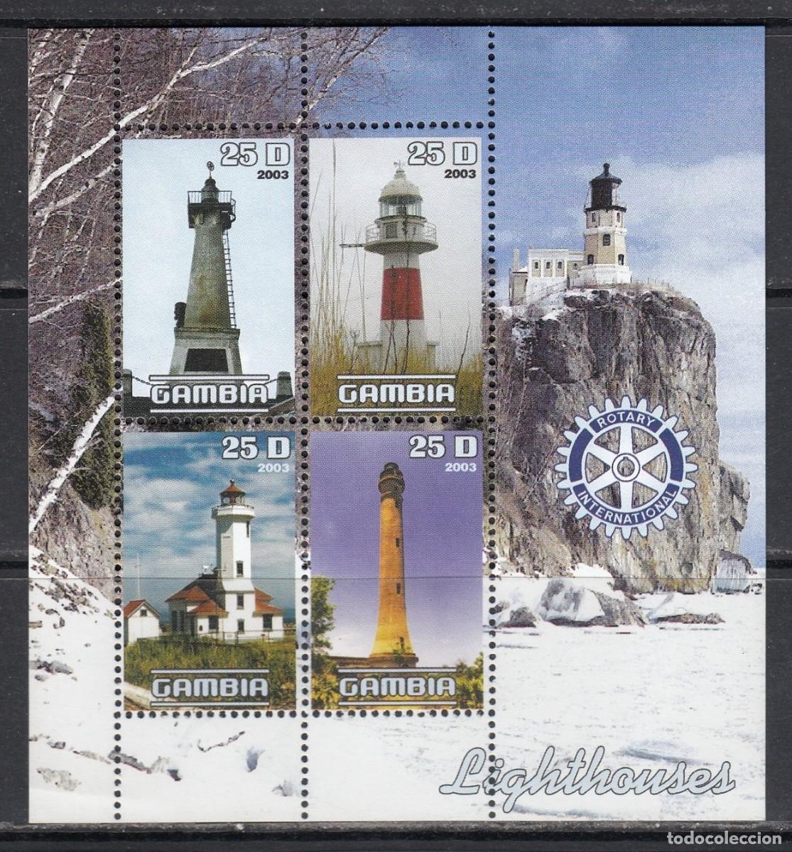 Stamps: GAMBIA 2003 SHEET MNH ROTARY FAROS LIGHTHOUSES PHARES FAROIS FARI LEUCHTTURM INDICADORES DE CAMINO