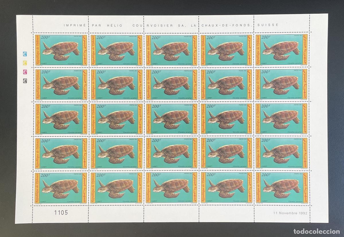 Sellos: Yibuti 1992 YT 699 bloque tortuga marina Caretta fauna