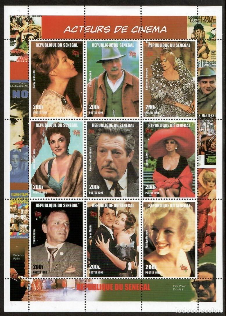Sellos: SENEGAL 1999 SHEET MNH SOPHIA LOREN MARILYN MONROE SINATRA MASTROIANNI LOLLOBRIGIDA CINE ACTORES