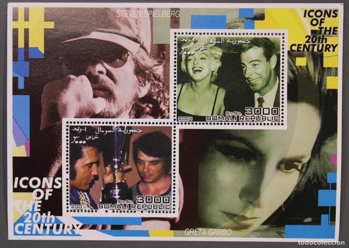 Sellos: SOMALIA 2001 SHEET MNH ELVIS PRESLEY MARILYN MONROE STEVEN SPIELBERG GRETA GARBO ACTRICES