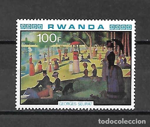 Sellos: SEURAT, Georges (1959-1891, pintor franc&eacute;s. Ruanda, sello a&ntilde;o 1980 Yvert 4 &euro;