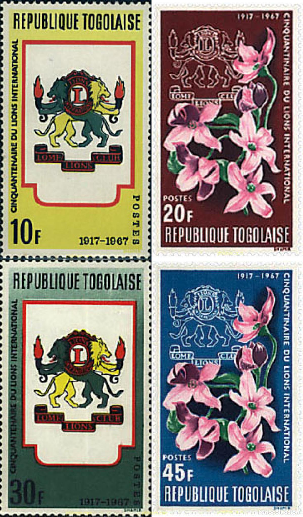 Sellos: 92254 MNH TOGO 1967 50 ANIVERSARIO DE LIONS CLUB INTERNATIONAL