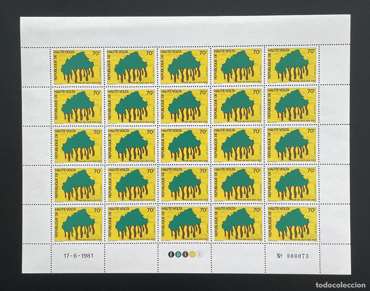 Sellos: Alto Volta 1981 YT 551 tabl&oacute;n &aacute;rboles bosque medio ambiente naturaleza