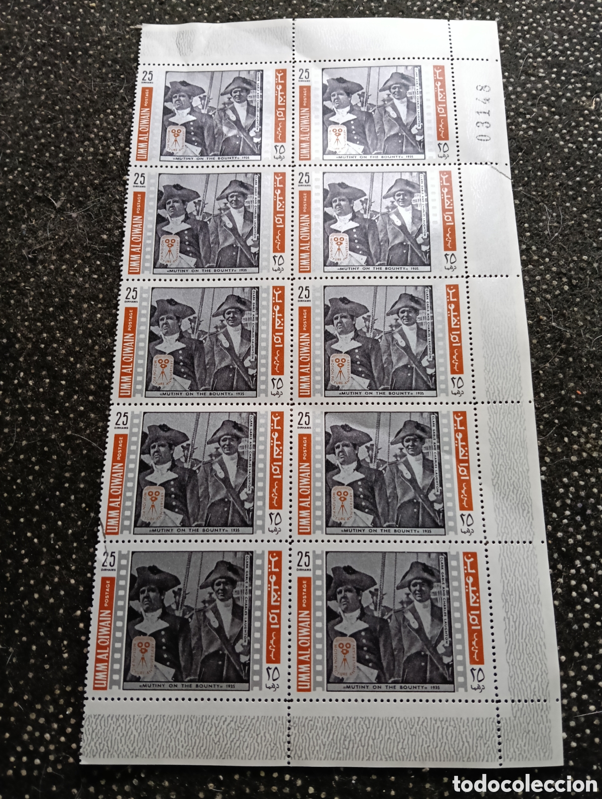 Sellos: Lote de 10 sellos que conmemoran la pel&iacute;cula &rdquo;Rebeli&oacute;n a bordo&rdquo; (Mutiny on the Bounty) de 1935. Sell