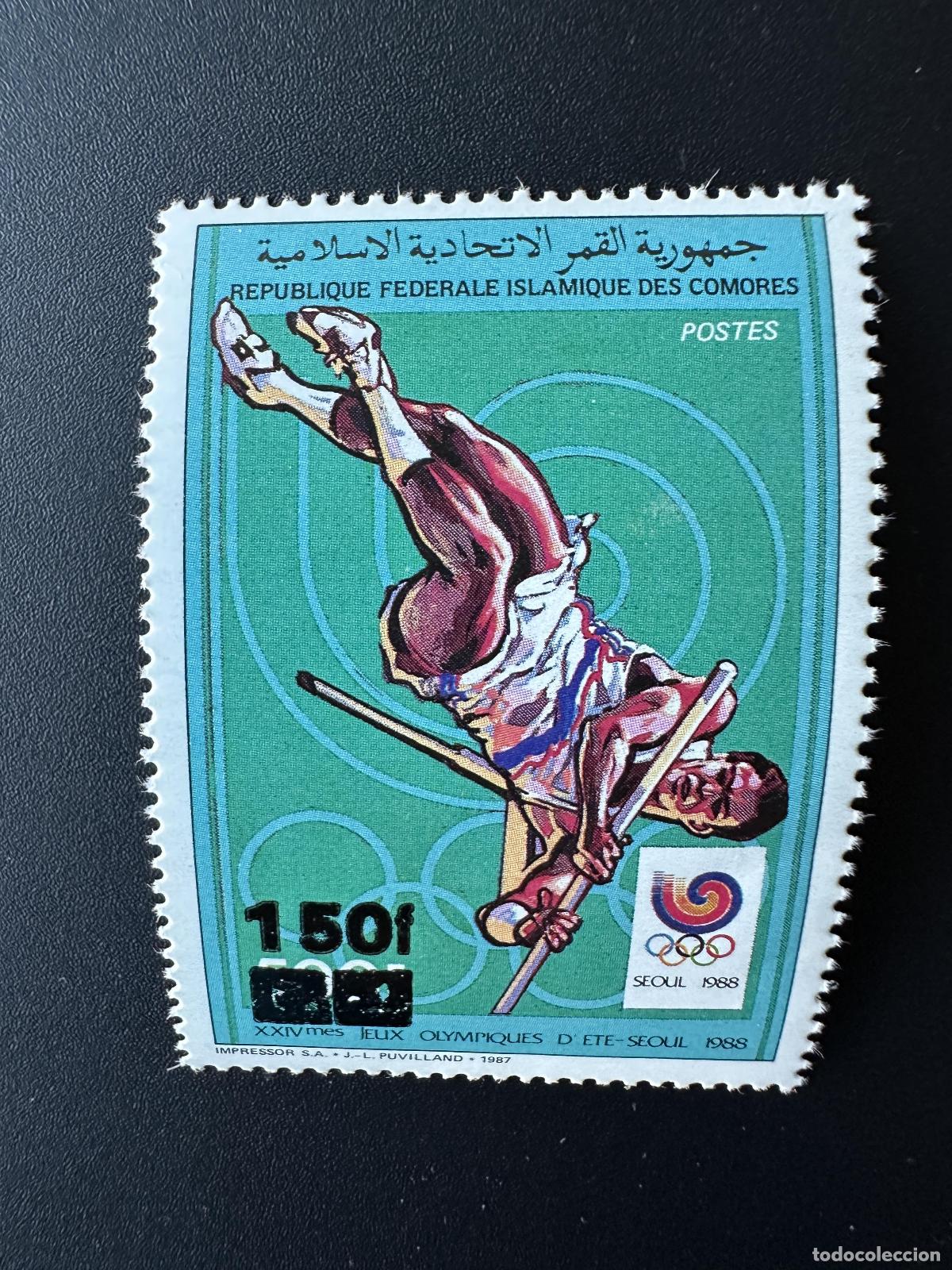 Sellos: Comoras 1994/1995 Mi. 1072 150F/500F Juegos Ol&iacute;mpicos Se&uacute;l 1988 sobrecargado