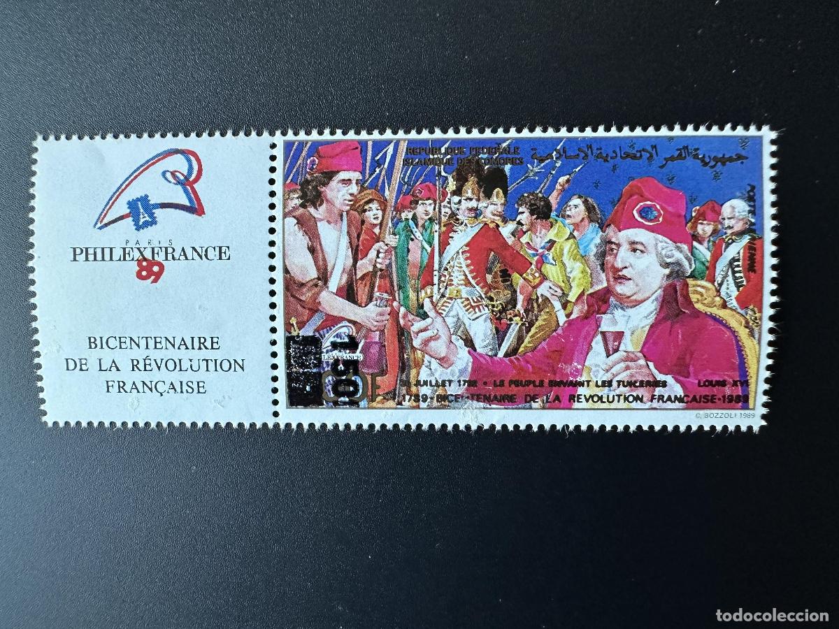 Sellos: Comoras 1994/1995 Mi. 1104 Philexfrance 1989 Revoluci&oacute;n Francesa sobrecargada