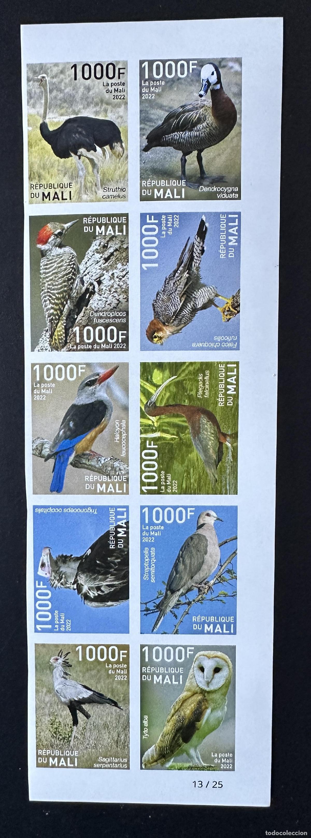 Sellos: Mali de mayo 2022? ND Birds avestruz pato rapaz b&uacute;ho