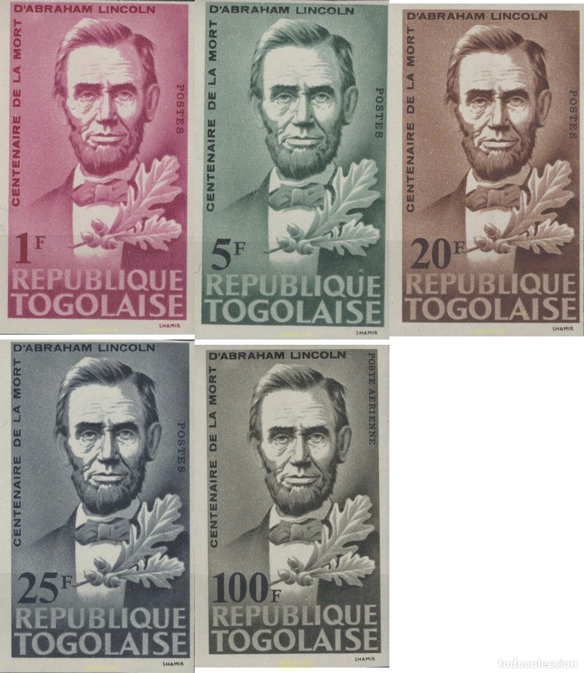 Sellos: 263170 MNH TOGO 1965 100 ANIVERSARIO DE LA MUERTE DE ABRAHAM LINCOLN