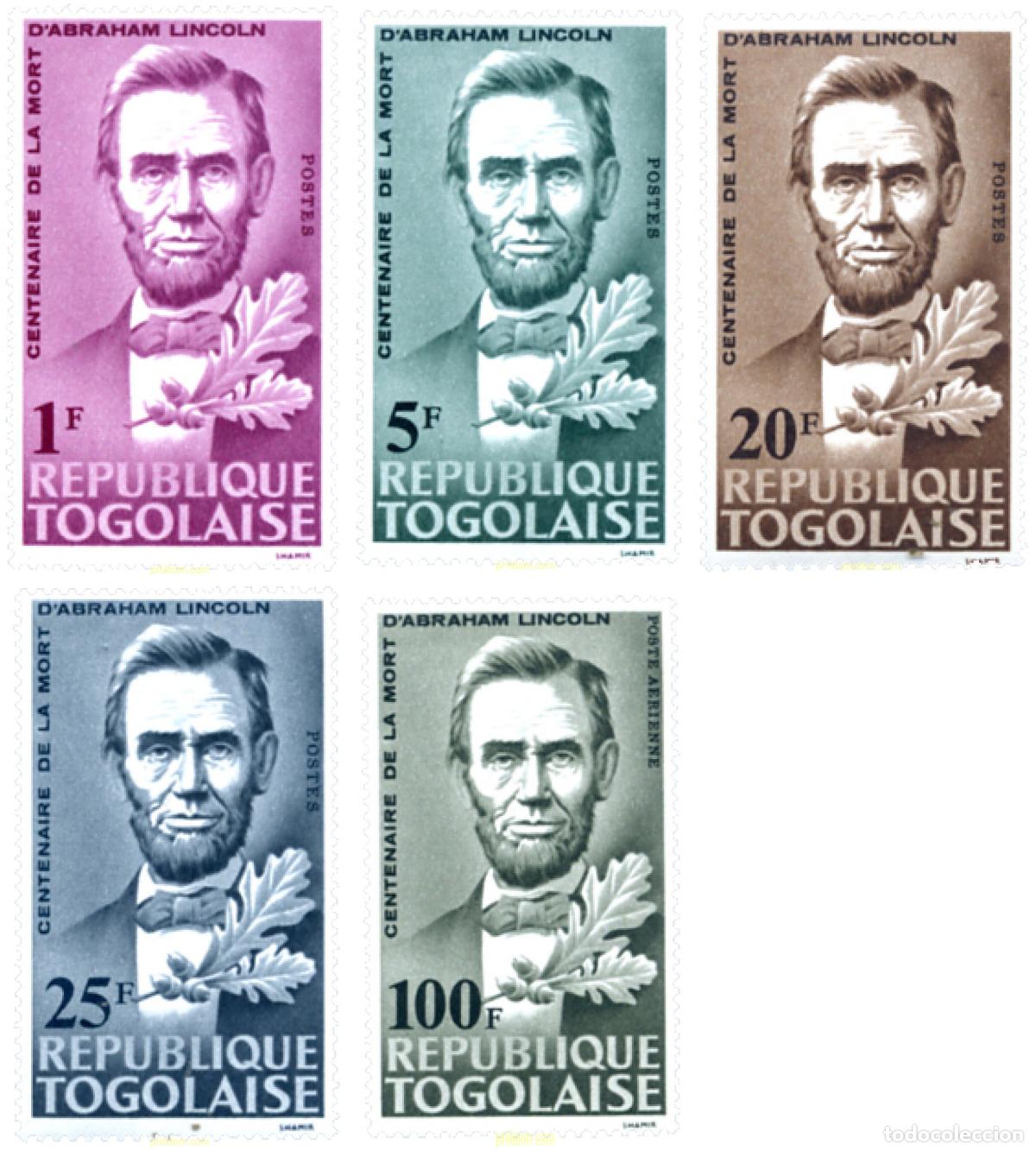 Sellos: 263169 MNH TOGO 1965 100 ANIVERSARIO DE LA MUERTE DE ABRAHAM LINCOLN