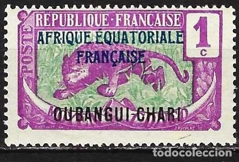 Sellos: Ubangui-Chari 1924 - Mi 43 - YT 43 - Leopardo - MNH**