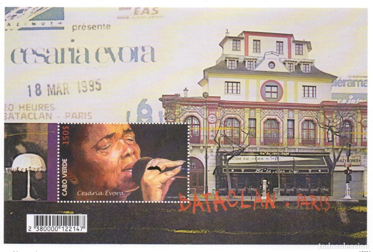 Sellos: Cabo Verde 2016 - Cesaria Evora Bataclan Paris music Mi. &iquest;Bl.? 1 vial. 5 MM
