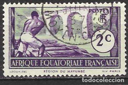 Sellos: &Aacute;frica Ecuatorial francesa (AEF) 1937 - Mi 28 - YT 34 - Transporte de madera por flotaci&oacute;n