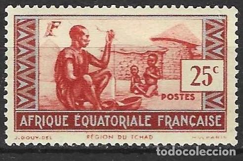 Sellos: &Aacute;frica Ecuatorial francesa (AEF) 1937 - Mi 35 I - YT 40 - Pueblo ind&iacute;gena - MNH**