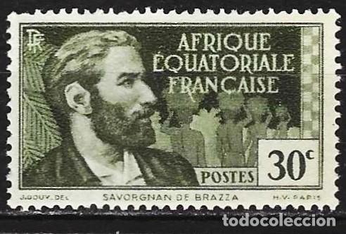 Sellos: &Aacute;frica Ecuatorial francesa (AEF) 1937 - Mi 36 - YT 41 - Pierre Savorgnan de Brazza - MNH**