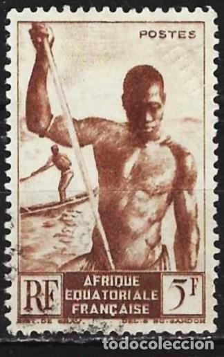 Sellos: &Aacute;frica Ecuatorial francesa (AEF) 1947 - Mi 275 - YT 221 - Barquero