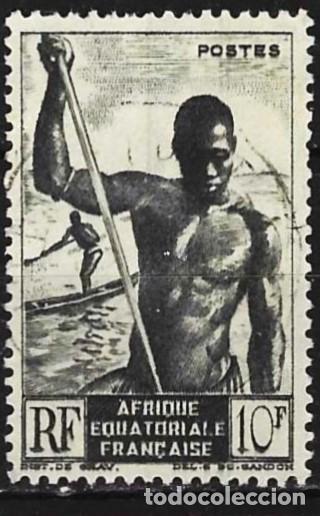 Sellos: &Aacute;frica Ecuatorial francesa (AEF) 1947 - Mi 277 - YT 223 - Barquero