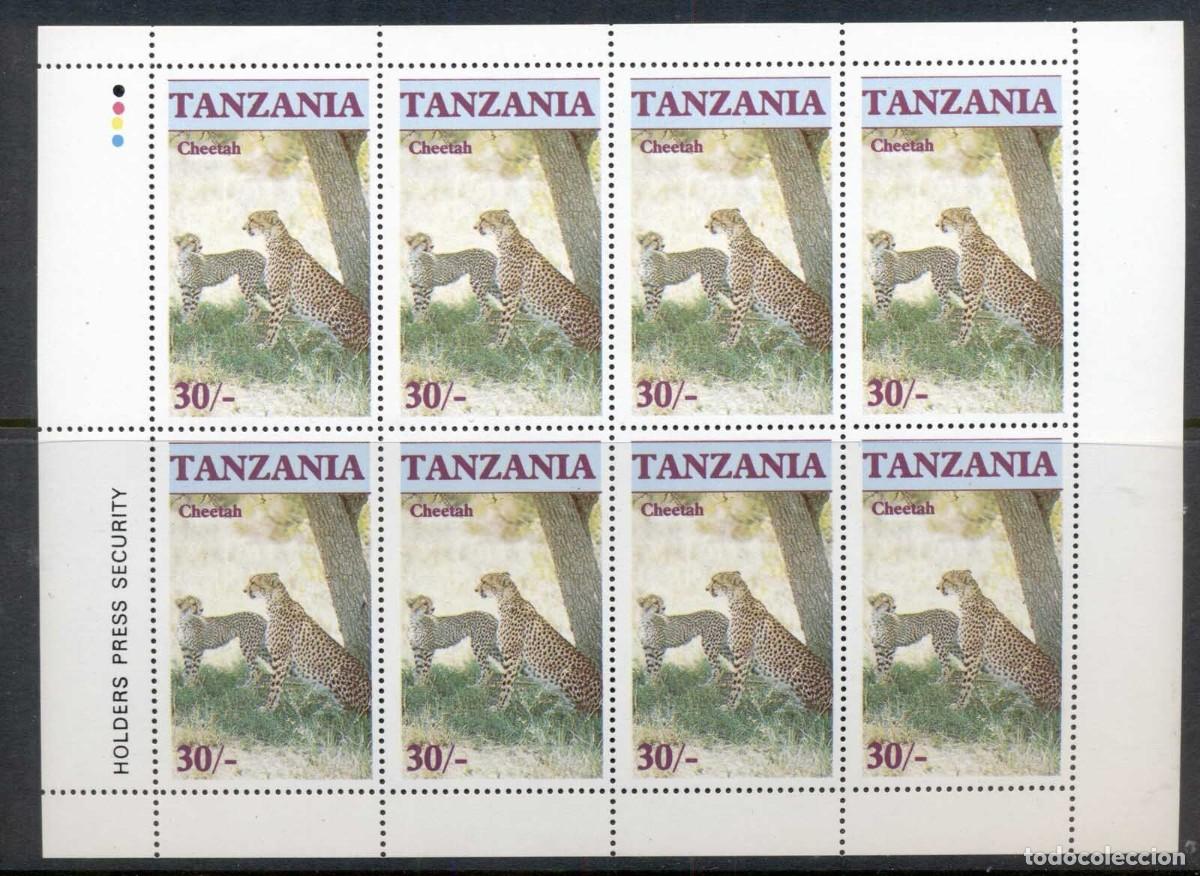 Sellos: TANZANIA 1986 SHEET MNH FAUNA MAMIFEROS GUEPARDS GUEPARDOS WILD CATS FELINES FELINOS WILDLIFE