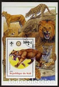 Sellos: MALI 2005 SHEET USED MNH FAUNA MAMIFEROS PREHISTORIC ANIMALS ANIMALES PREHISTORICOS WILDLIFE